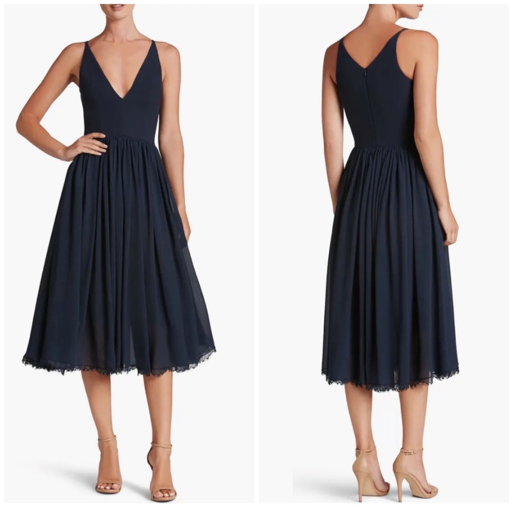 NEW Dress the Population Alicia Mixed Media Midi Dress